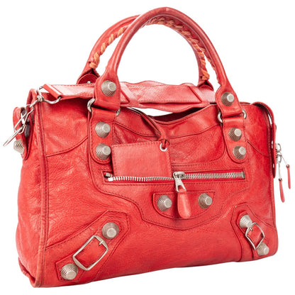 Balenciaga Red Leather The City Handbag