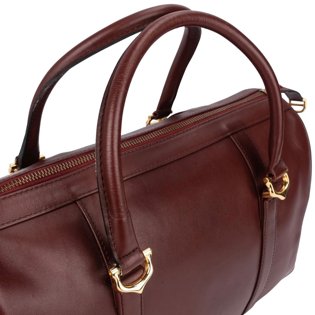 Cartier Bordeaux Leather Must de Cartier Boston Handbag