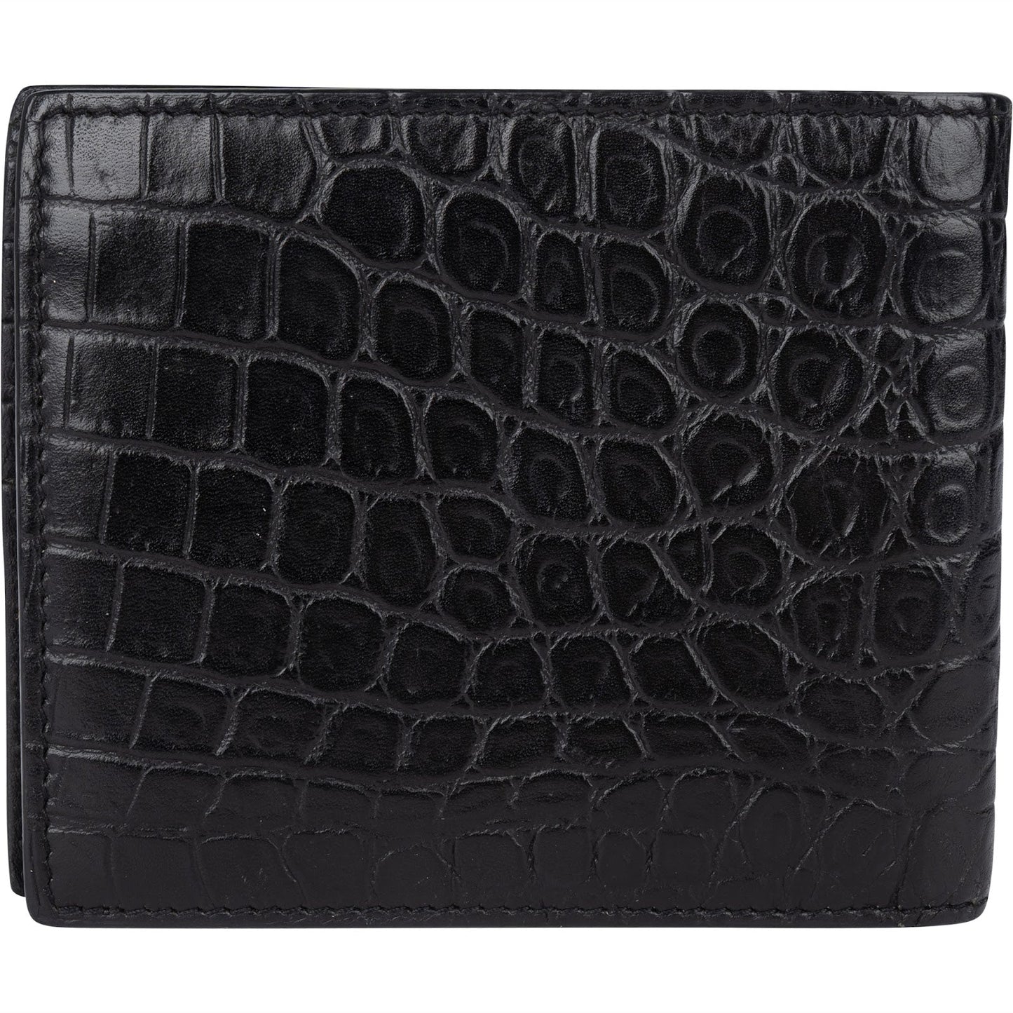 Saint Laurent Croc Embossed Leather Bifold Wallet