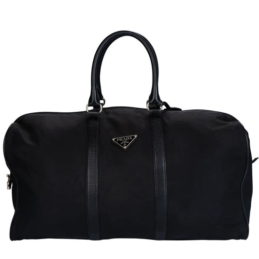 Prada Black Nylon Triangle Duffle Bag 55