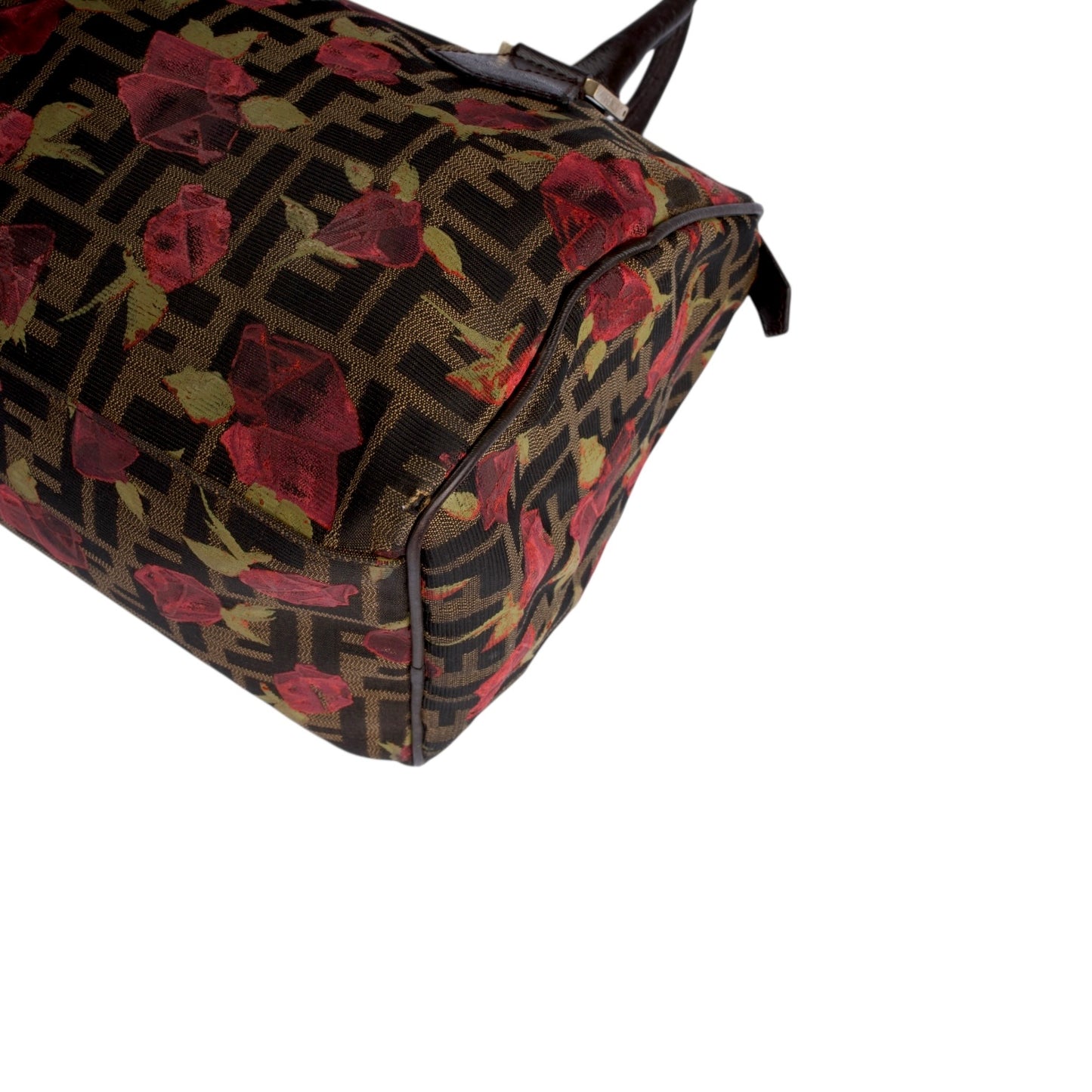 Fendi FF Monogram Zucca Roses Boston Bag