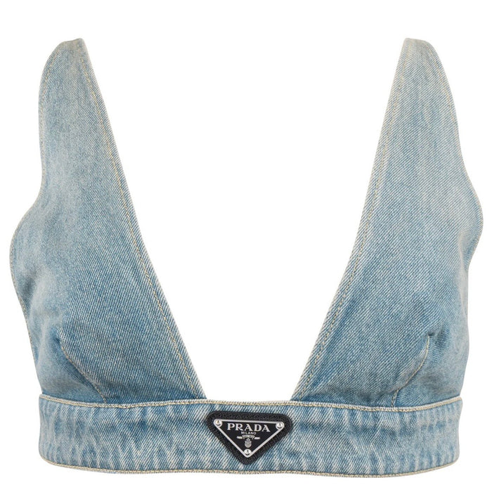 Prada Blue Denim Bralette Top (IT42)