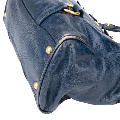Miu Miu Blue Leather City Handbag