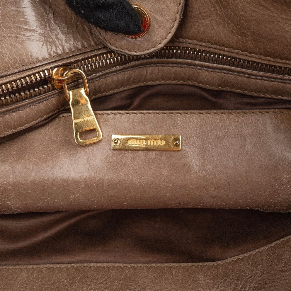 Miu Miu Vitello Lux Leather Bowler Handbag
