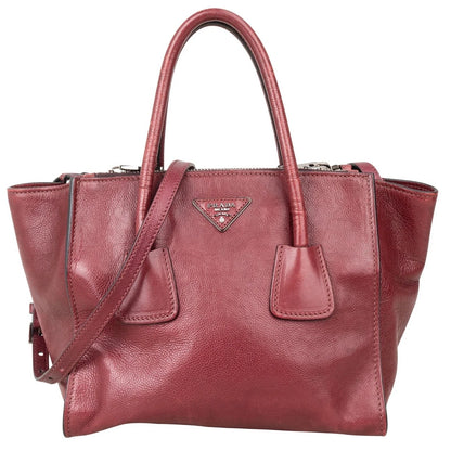Prada Glace Calf Leather Twin
Pocket Shopper Handbag