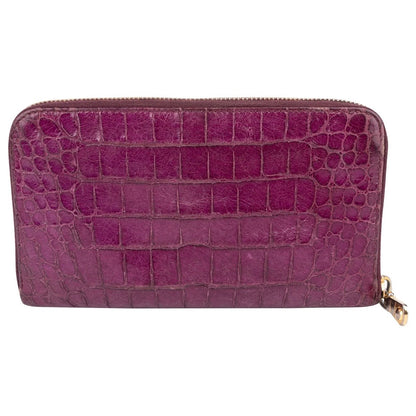 Miu Miu Crocodile Embossed Leather Zip Around Wallet