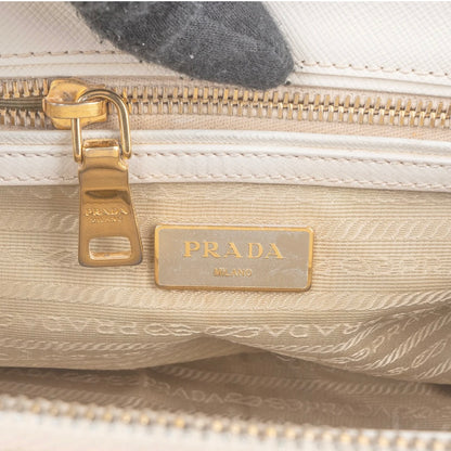 Prada White Saffiano Leather Galleria Handbag
