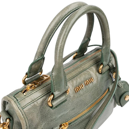 Miu Miu Vitello Shine Leather Mini Bauletto Handbag