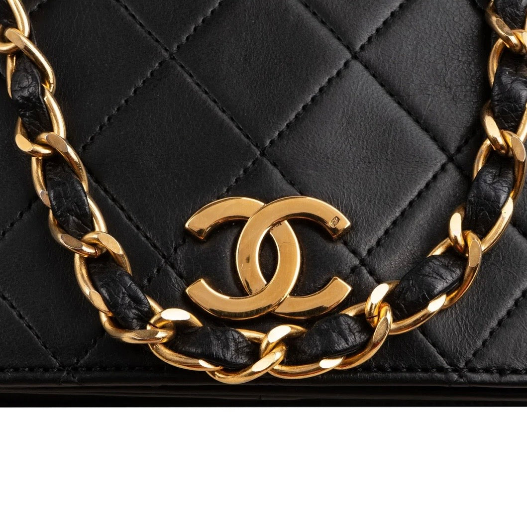 Chanel Quilted Lambskin 24K Gold Single Flap Shoulder Bag