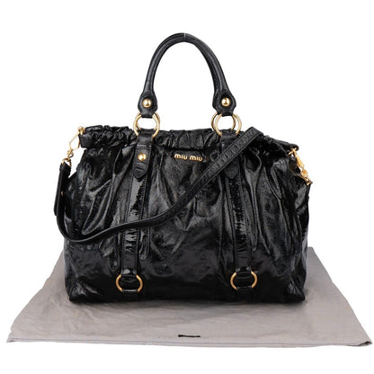 Miu Miu Black Patent Leather City Handbag