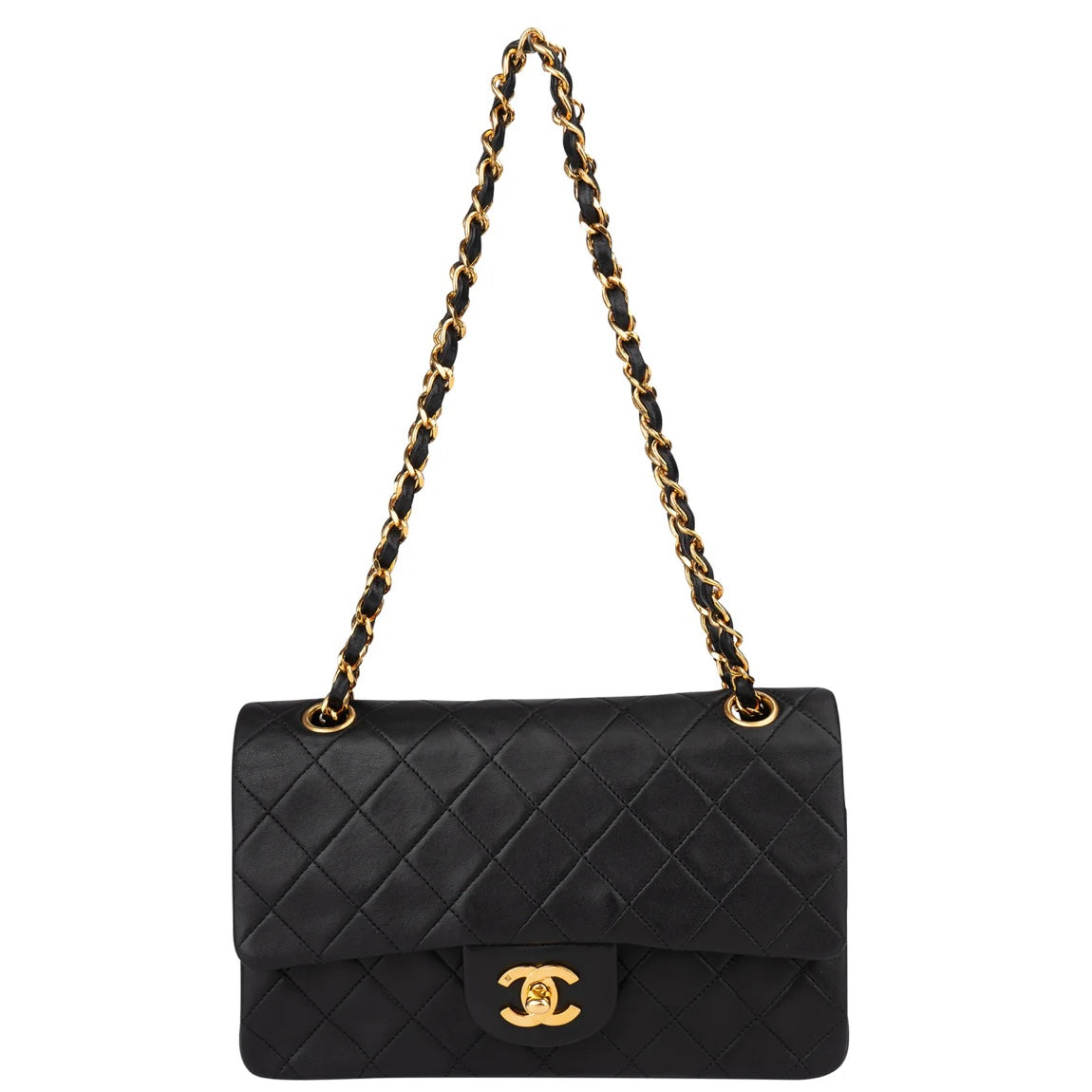 Chanel Quilted Lambskin 24K Gold Medium Double Flap Crossbody Bag