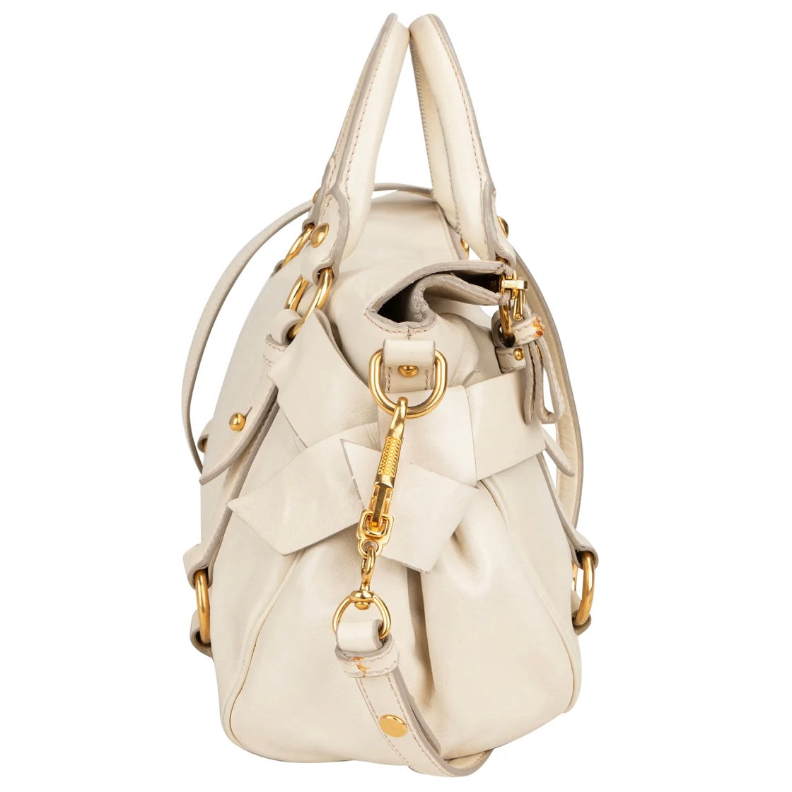 Miu Miu White Leather City Handbag