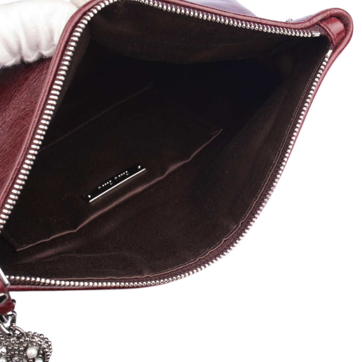 Miu Miu Bordeaux Leather Clutch Bag