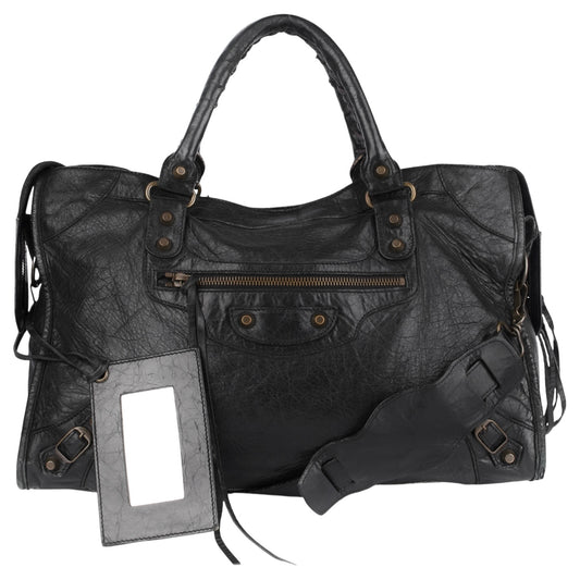 Balenciaga Black Leather City Handbag