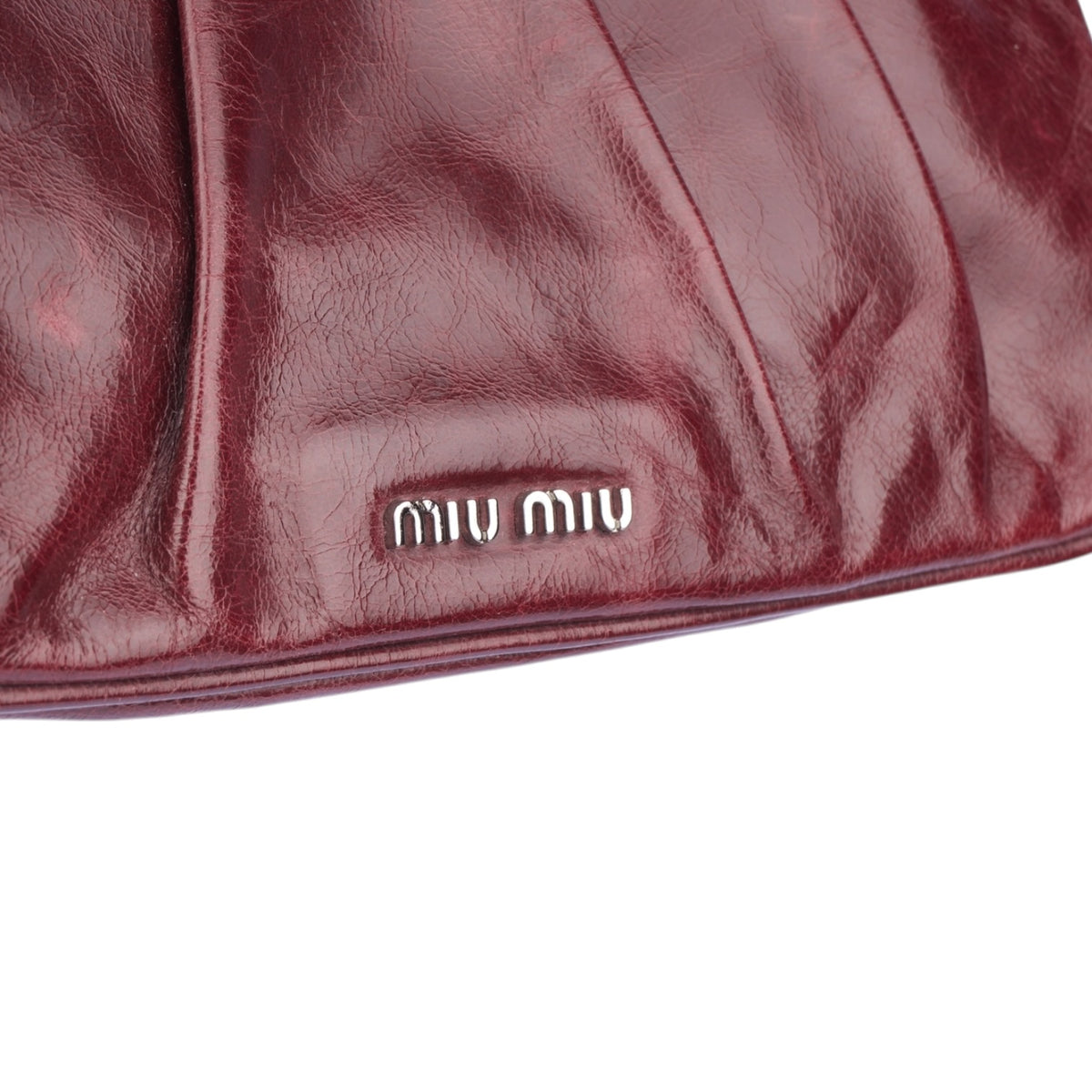Miu Miu Bordeaux Leather Clutch Bag