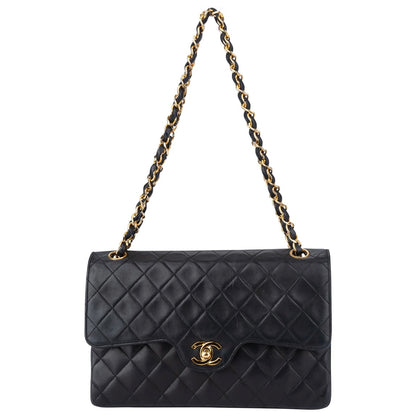 Chanel Quilted Lambskin 24K Gold Double Flap Crossbody Bag