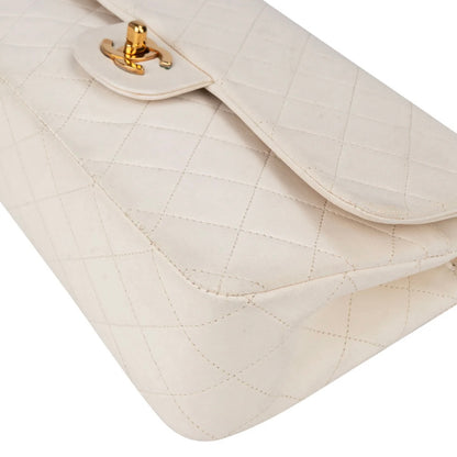 Chanel Quilted Lambskin 24K Gold Medium Double Flap Crossbody Bag