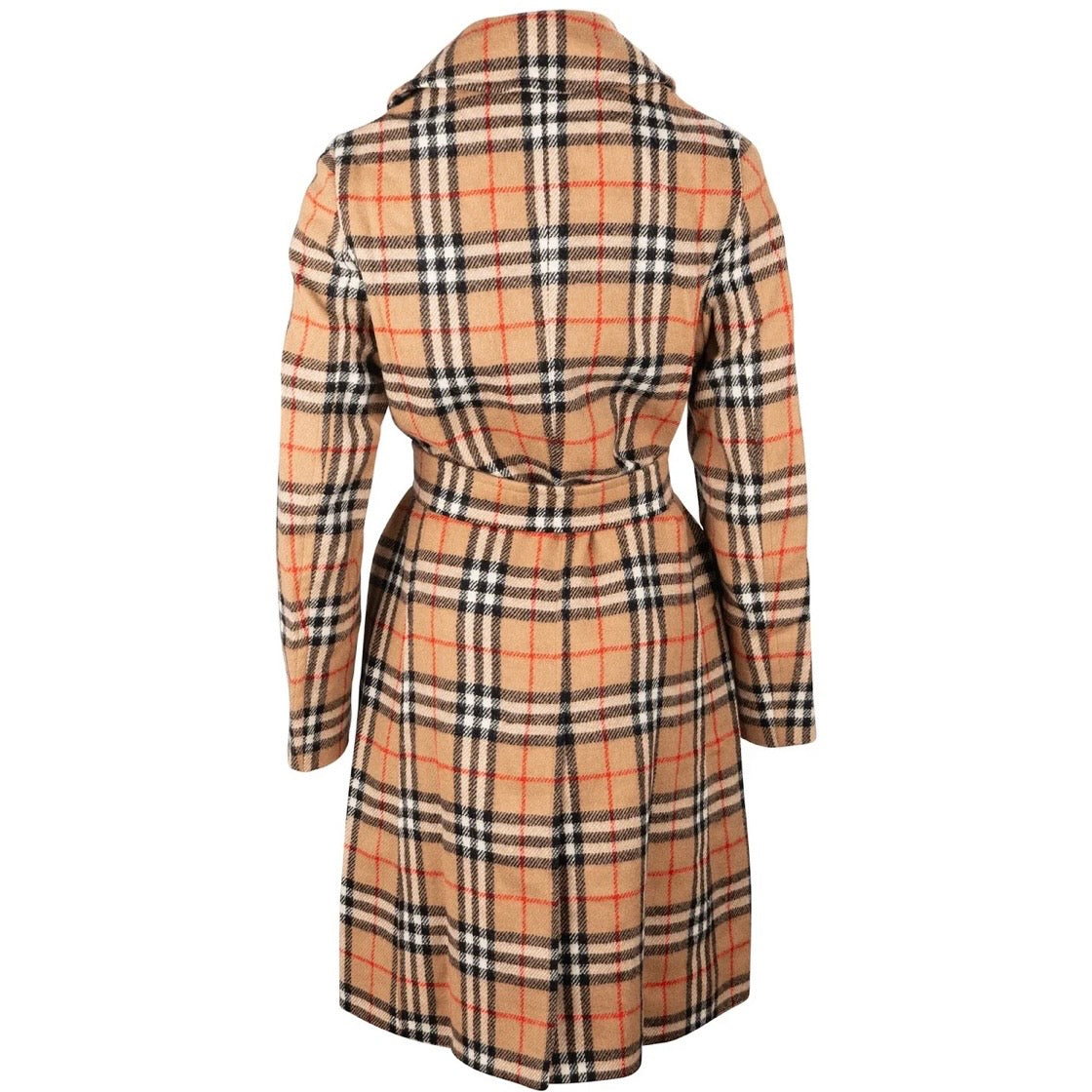 Burberry Beige Wool Nova Check Monogram Womens Trench Coat (L)