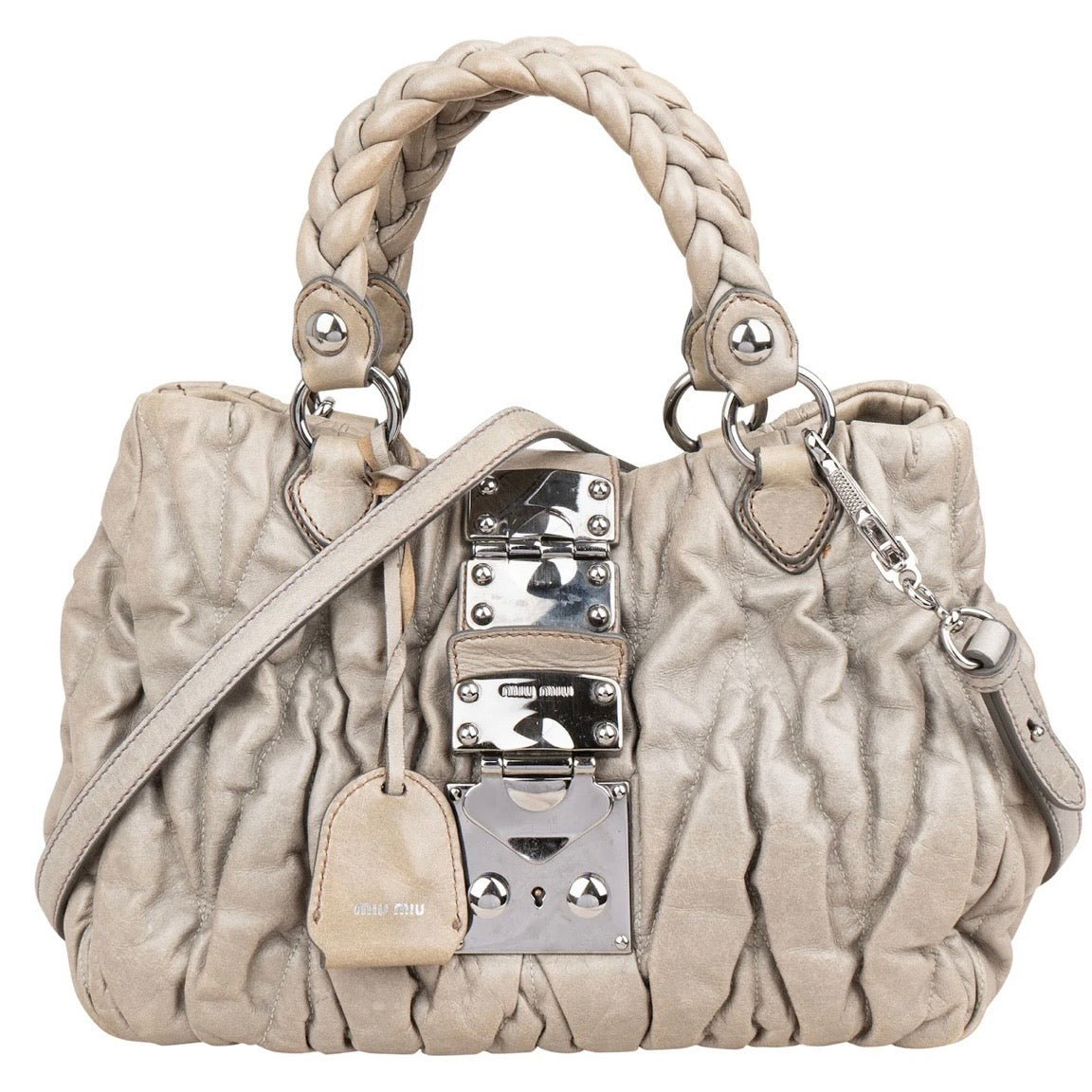 Miu Miu Vitello Lux Coffer Hobo Handbag