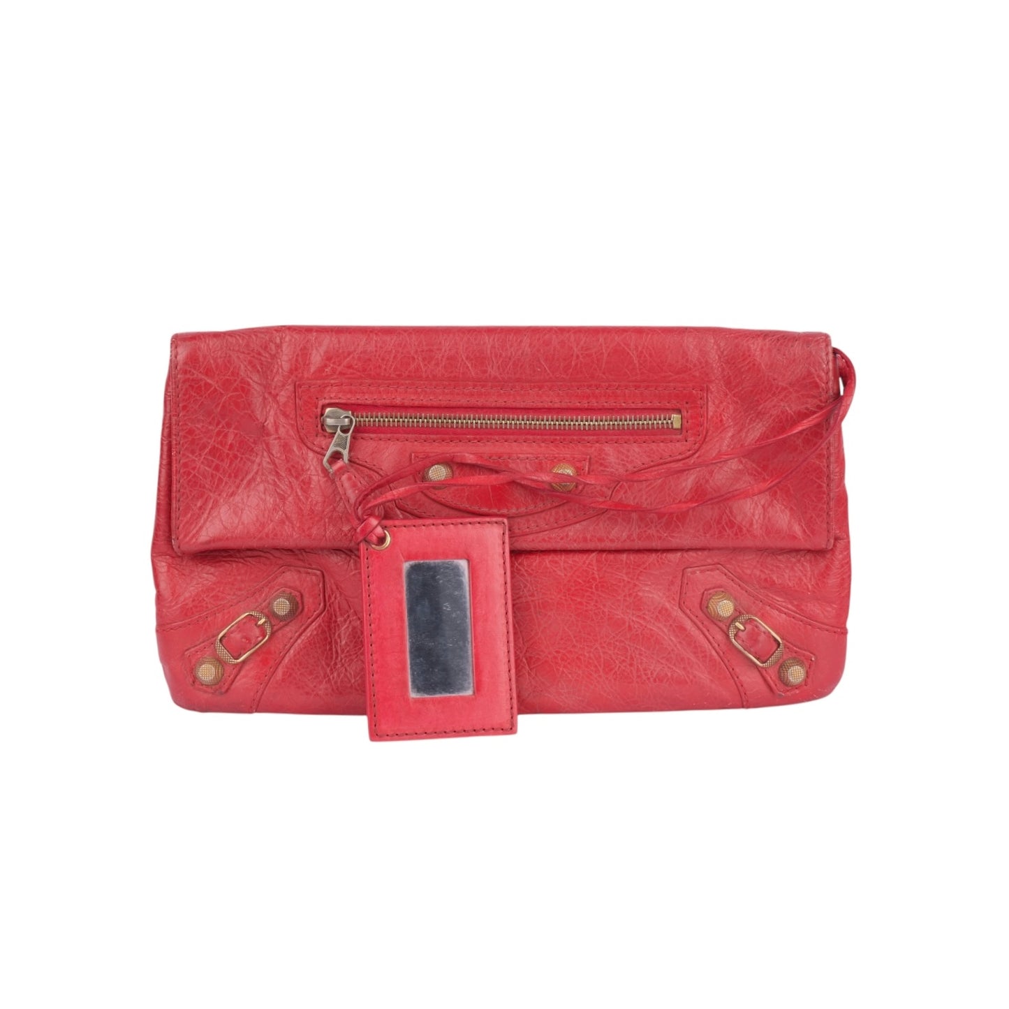 Balenciaga Red Leather Clutch