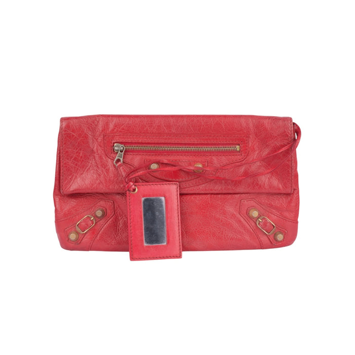 Balenciaga Red Leather Clutch