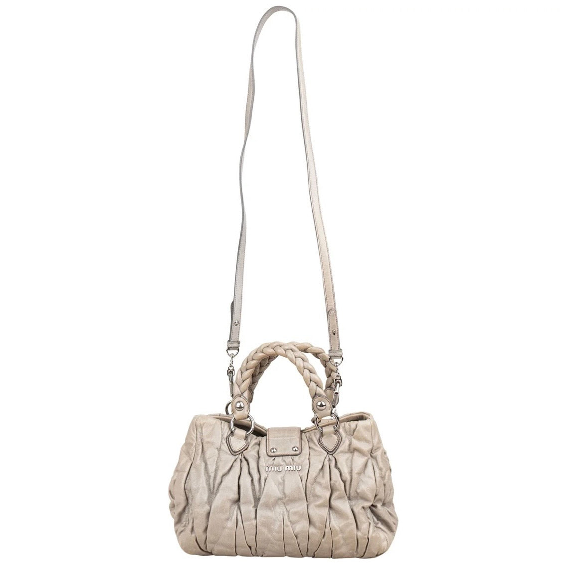 Miu Miu Vitello Lux Coffer Hobo Handbag