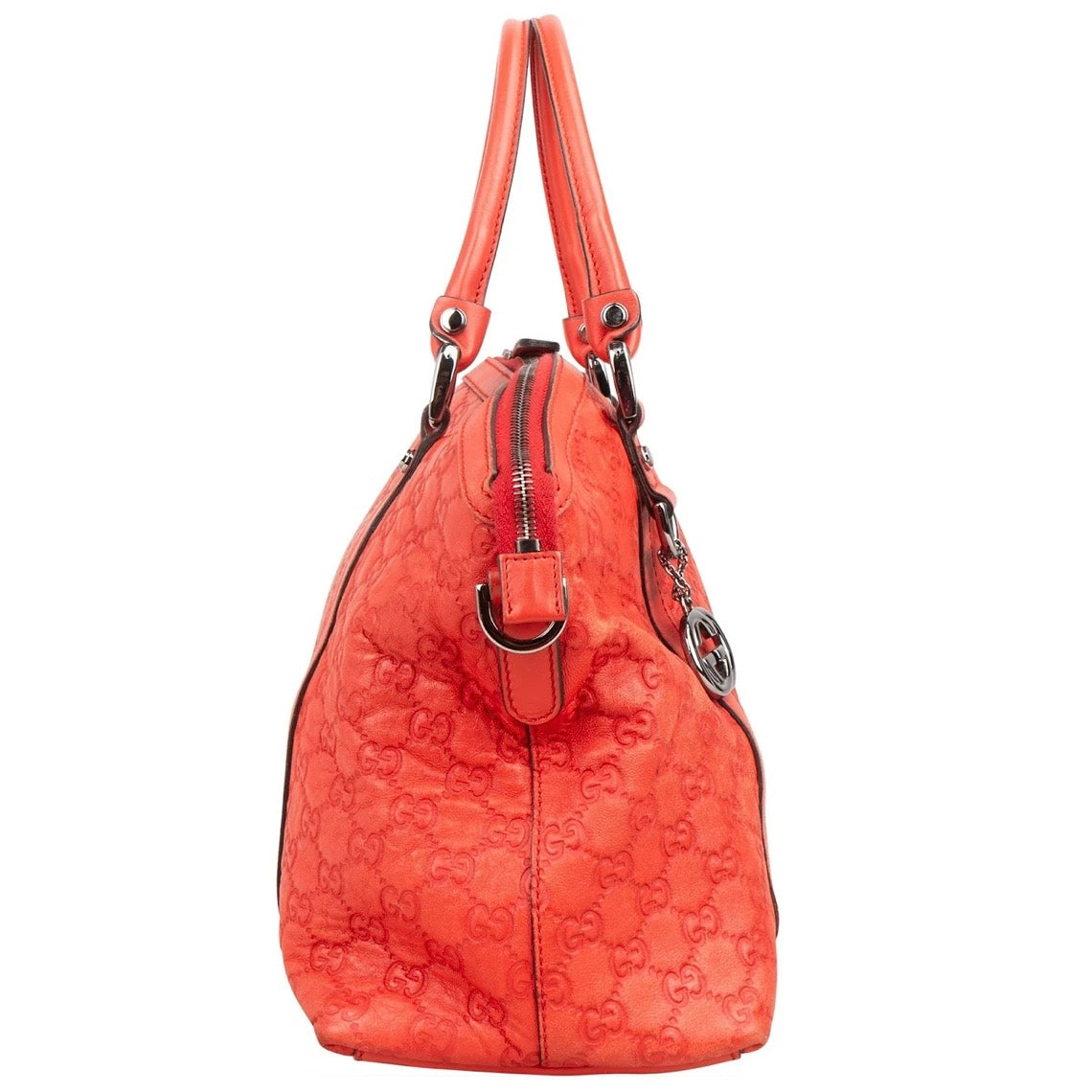 Gucci Red Guccissima Leather Sukey Top Handle Handbag