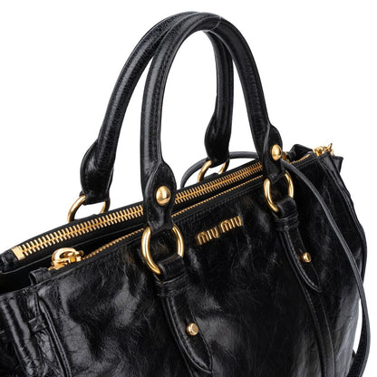 Miu Miu Black Leather City Handbag