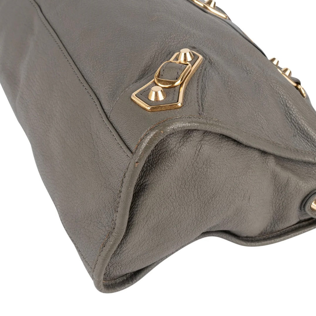 Balenciaga Grey Grained Leather City Handbag