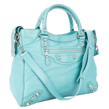 Balenciaga Blue Leather The City Handbag