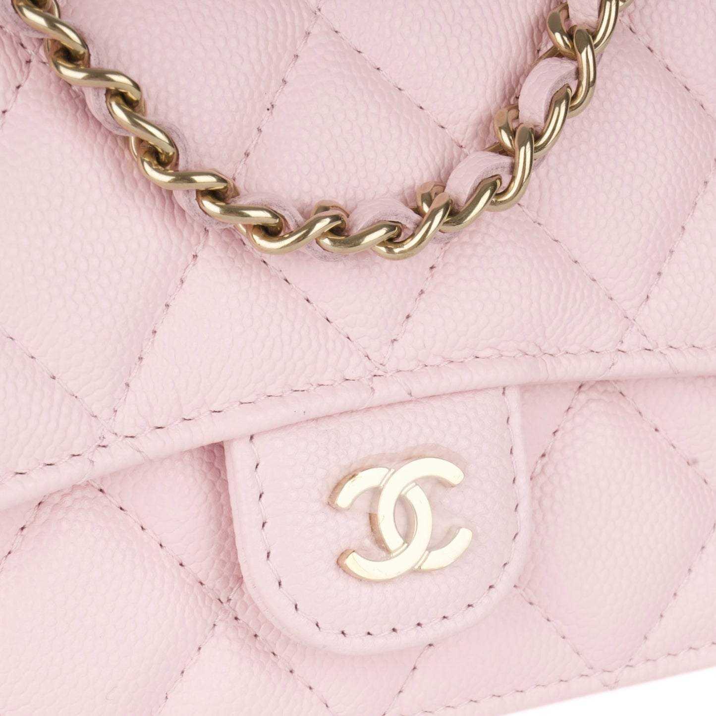 Chanel Caviar Quilted Mini Chain Bag Pink