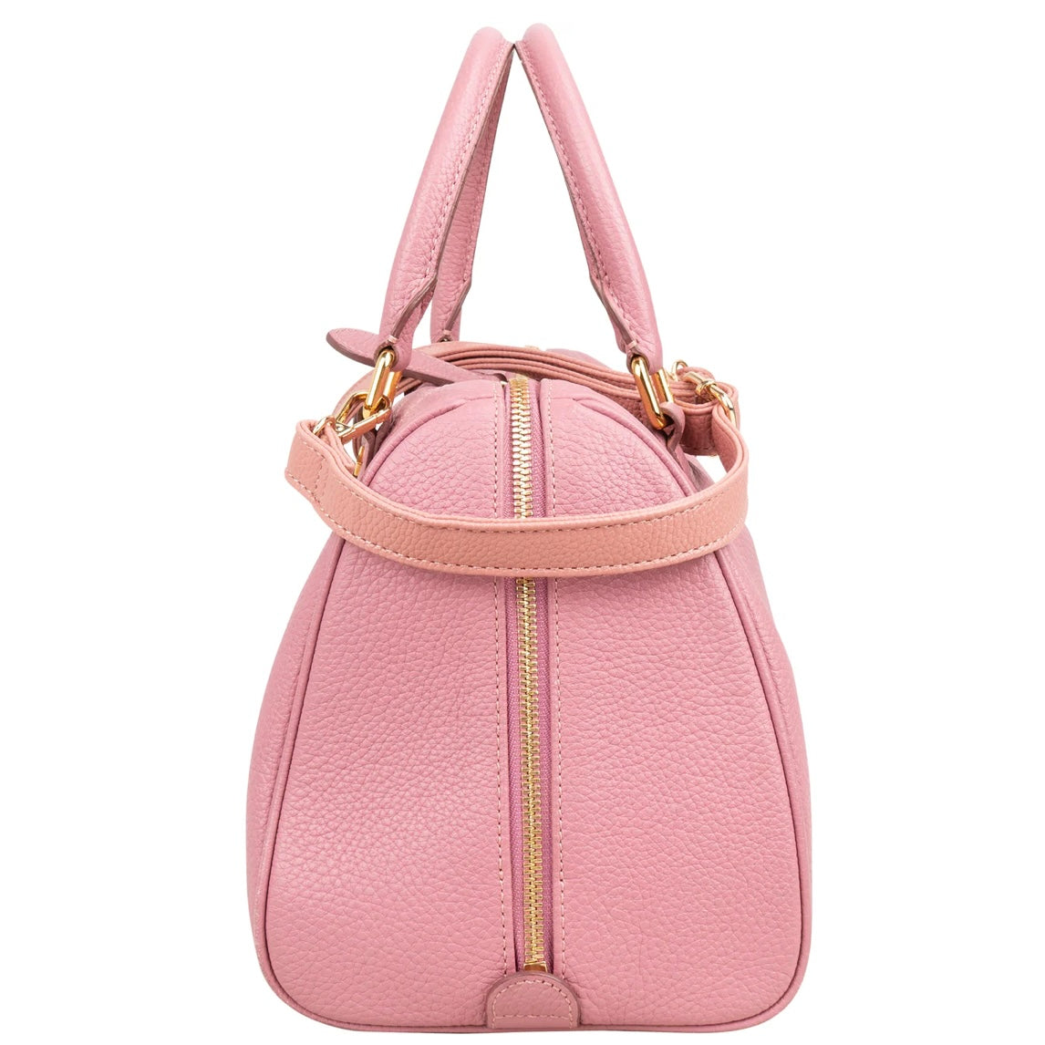 MCM Pebbled Leather Essential Studded Boston Handbag