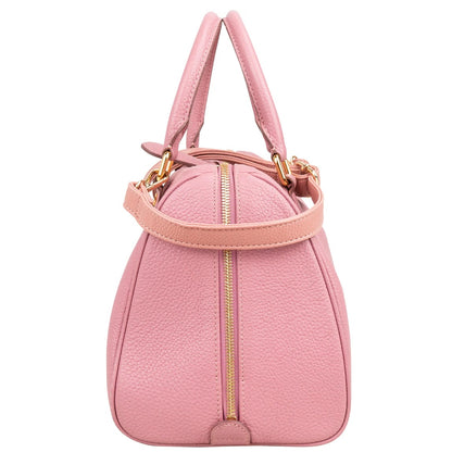 MCM Pebbled Leather Essential Studded Boston Handbag
