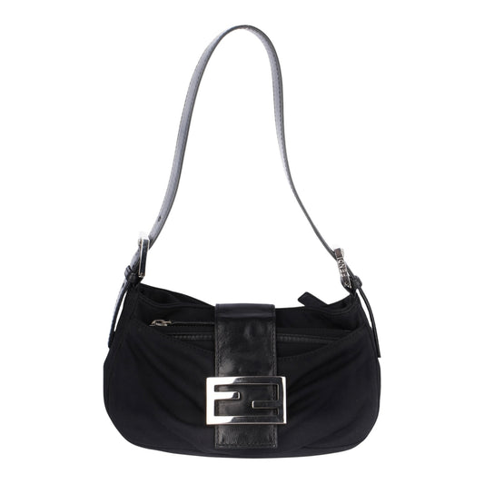 Fendi FF Buckle Nylon Mini Baguette Shoulder Bag