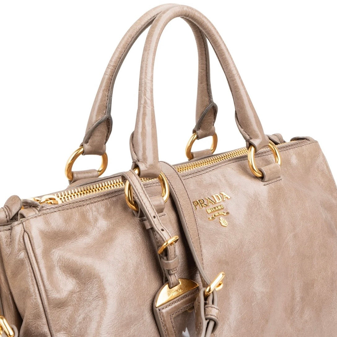 Prada Vitello Shine Leather Bauletto Handbag