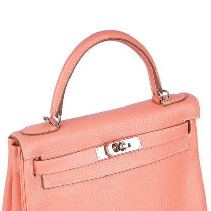 Hermès Rose Jaipur Kelly 28 Clemence Leather Handbag