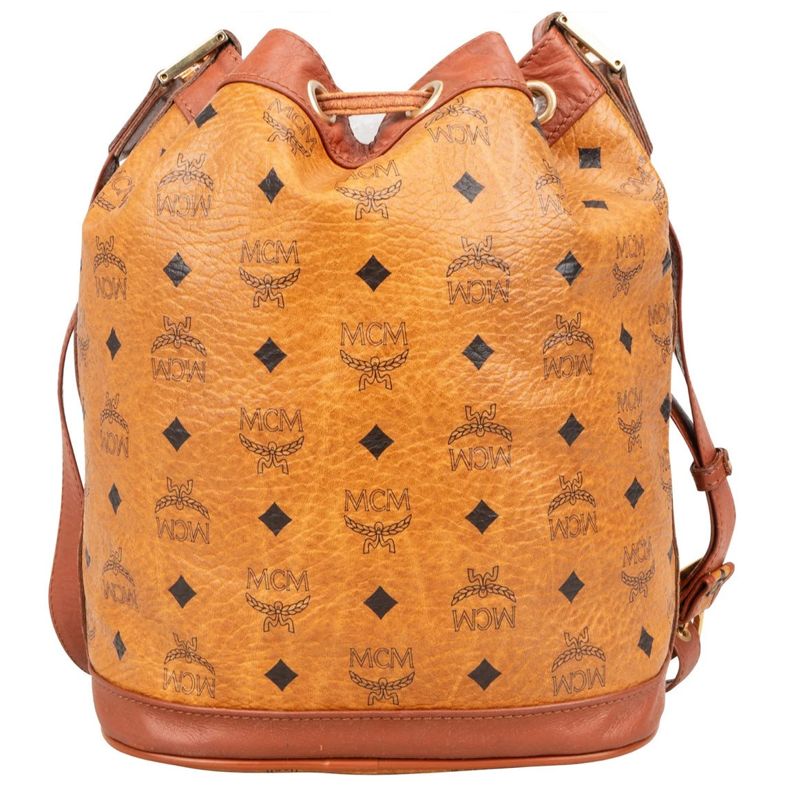 MCM Monogram Visetos Drawstring Bucket Crossbody Bag