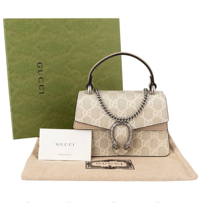 Gucci Monogram GG Supreme Dionysus Super Mini Top Handle Kelly Handbag
