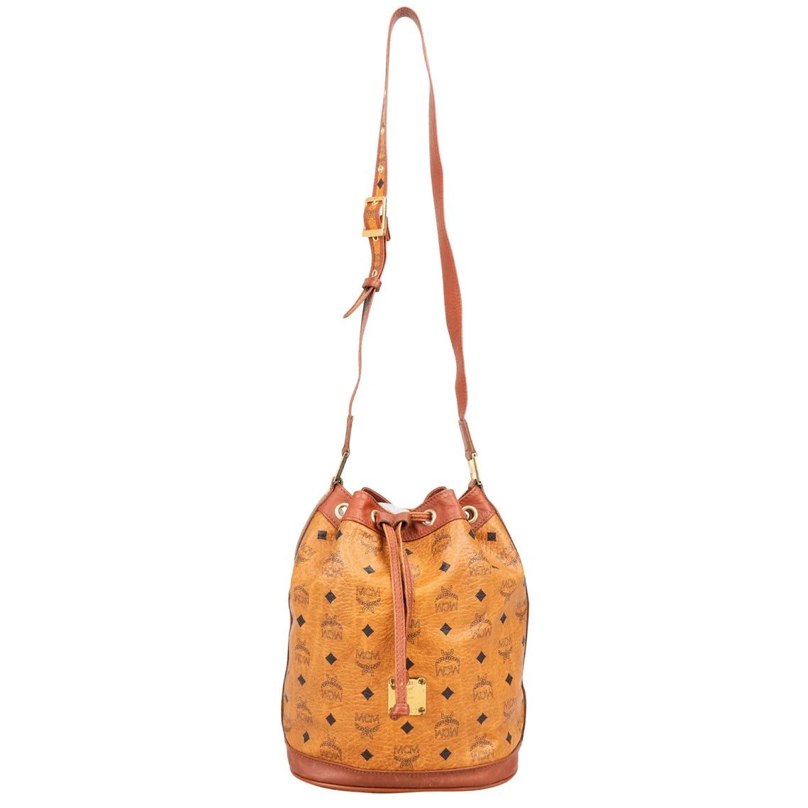 MCM Monogram Visetos Drawstring Bucket Crossbody Bag