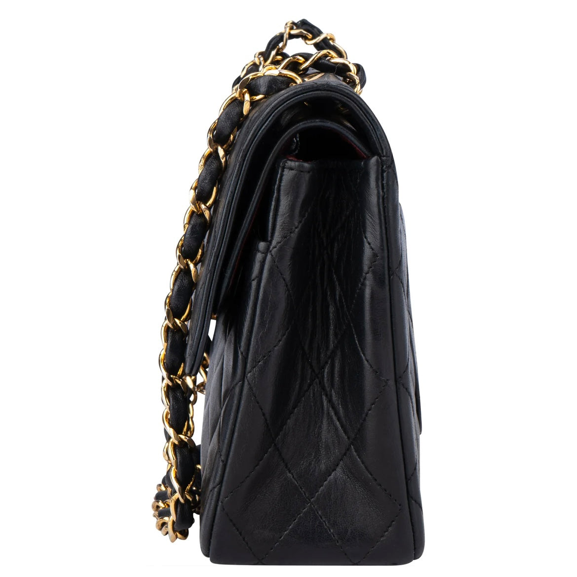 Chanel Quilted Lambskin 24K Gold Double Flap Crossbody Bag