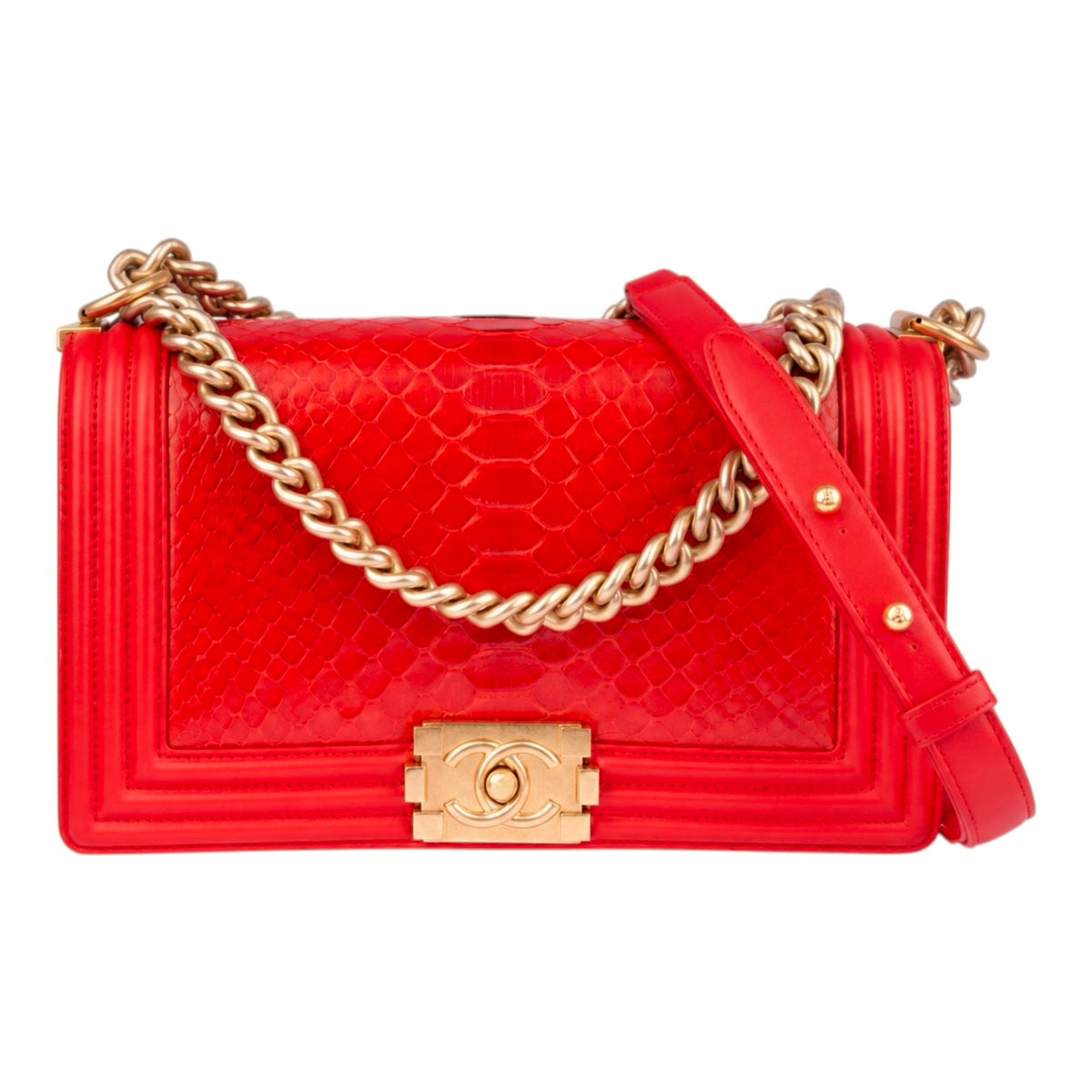 Chanel Boy Red Phyton Leather Limited Edition Bag