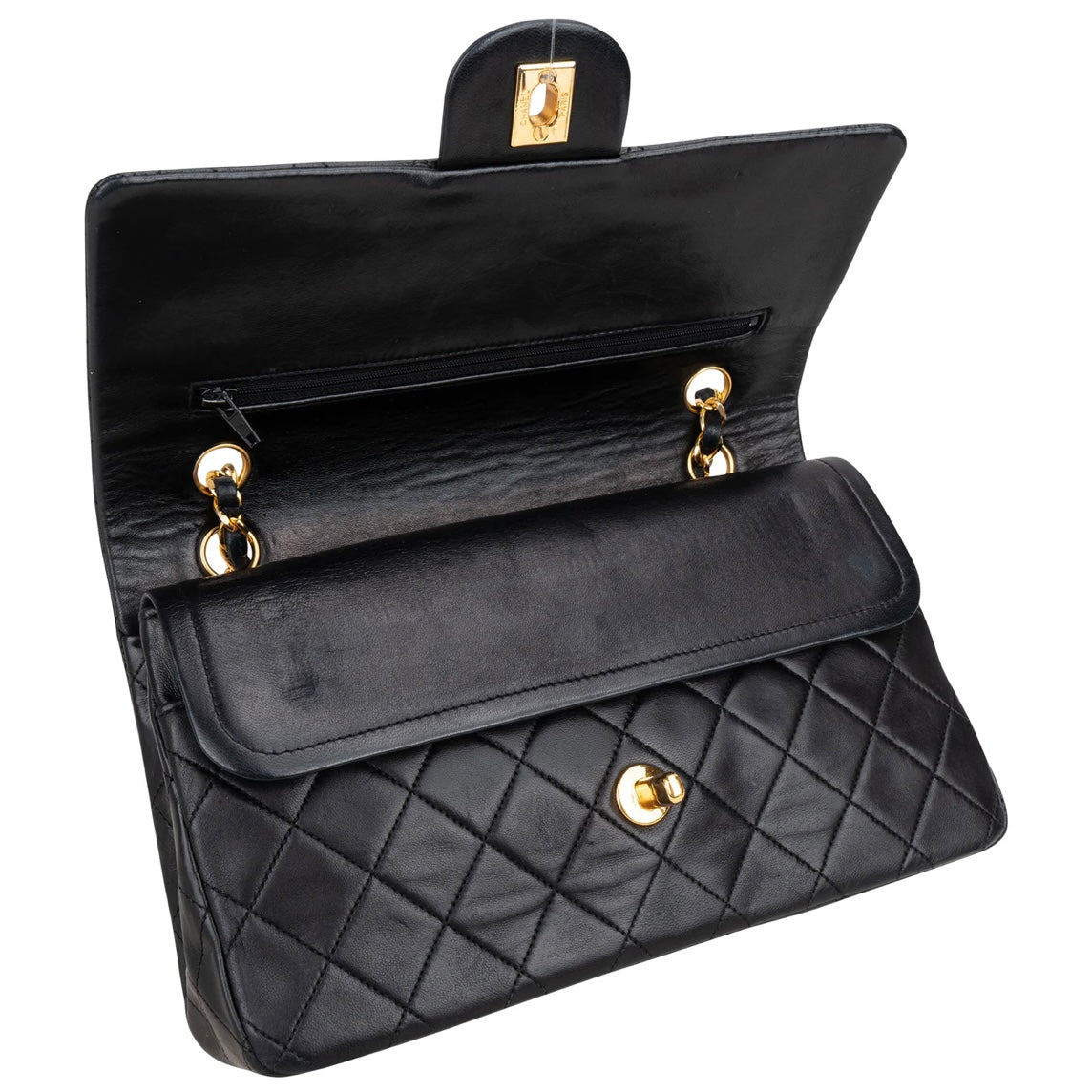 Chanel Quilted Lambskin 24K Gold Medium Double Flap Crossbody Bag