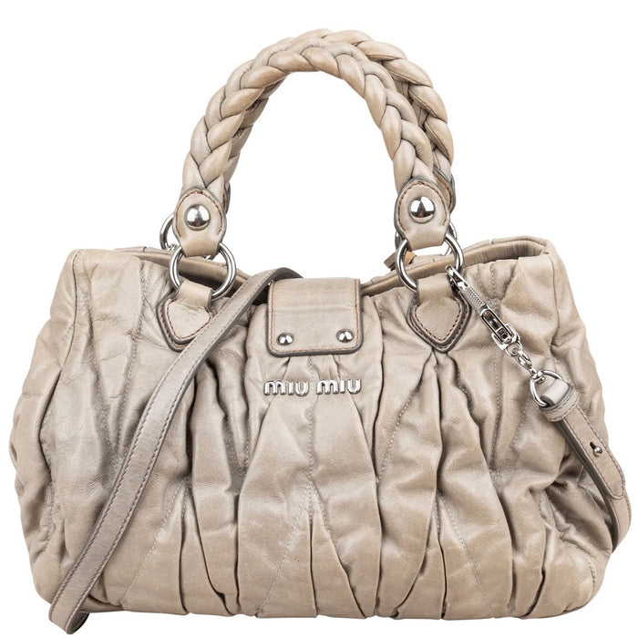 Miu Miu Vitello Lux Coffer Hobo Handbag