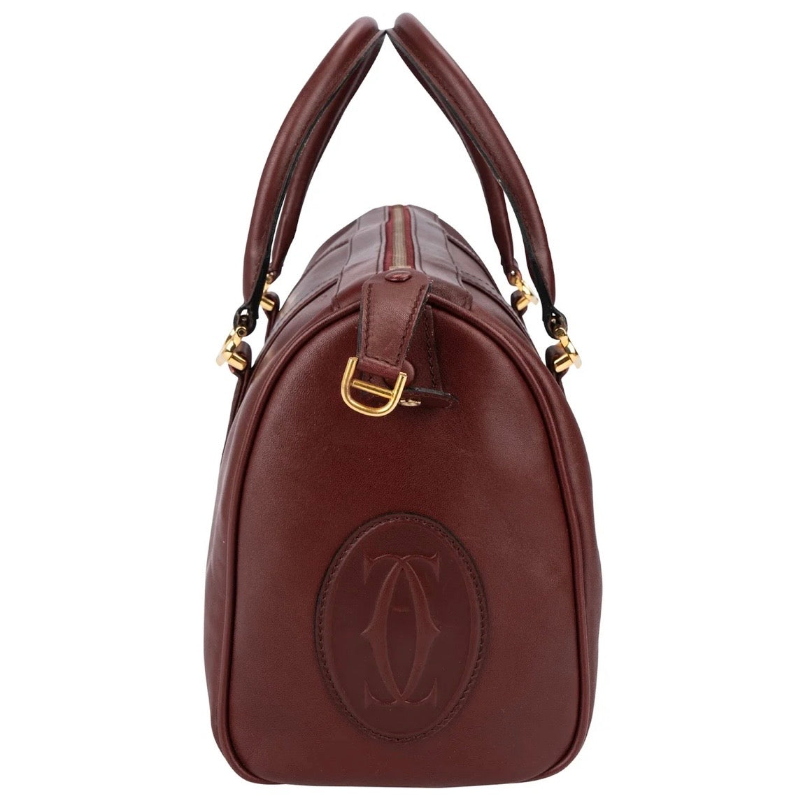 Cartier Bordeaux Leather Must de Cartier Boston Handbag
