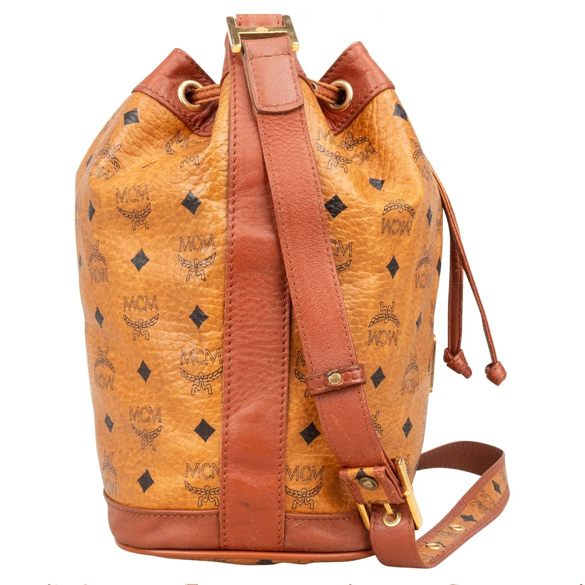 MCM Monogram Visetos Drawstring Bucket Crossbody Bag