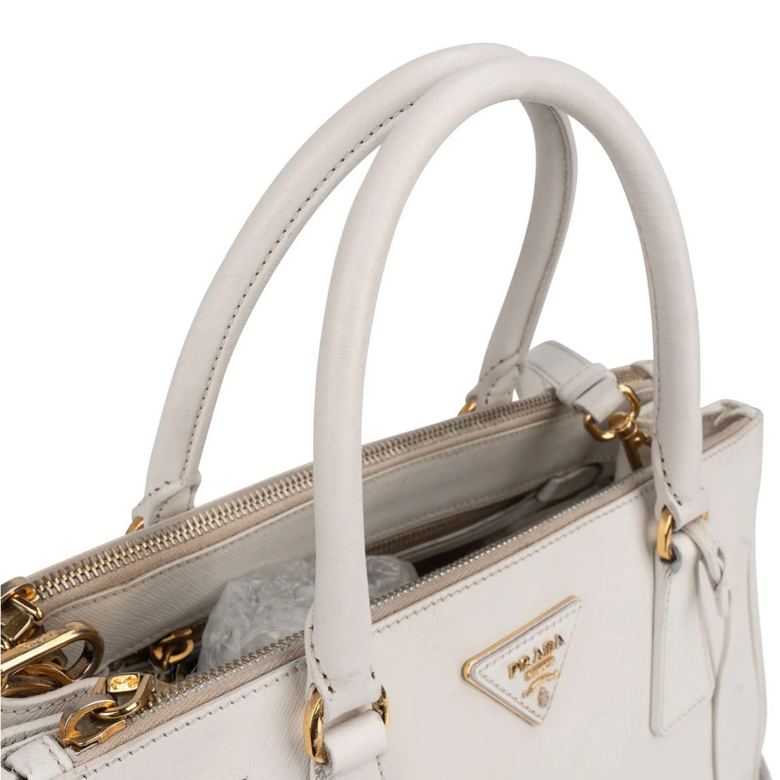 Prada White Saffiano Leather Galleria Handbag