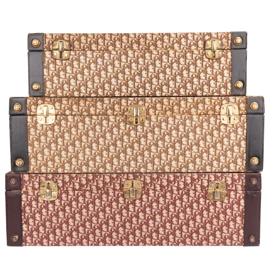 Christian Dior Trotter Monogram Vintage Suitcase Trio Tower