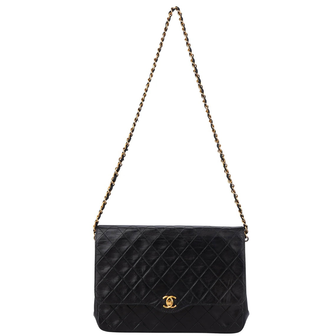 Chanel Quilted Lambskin 24K Gold Single Flap