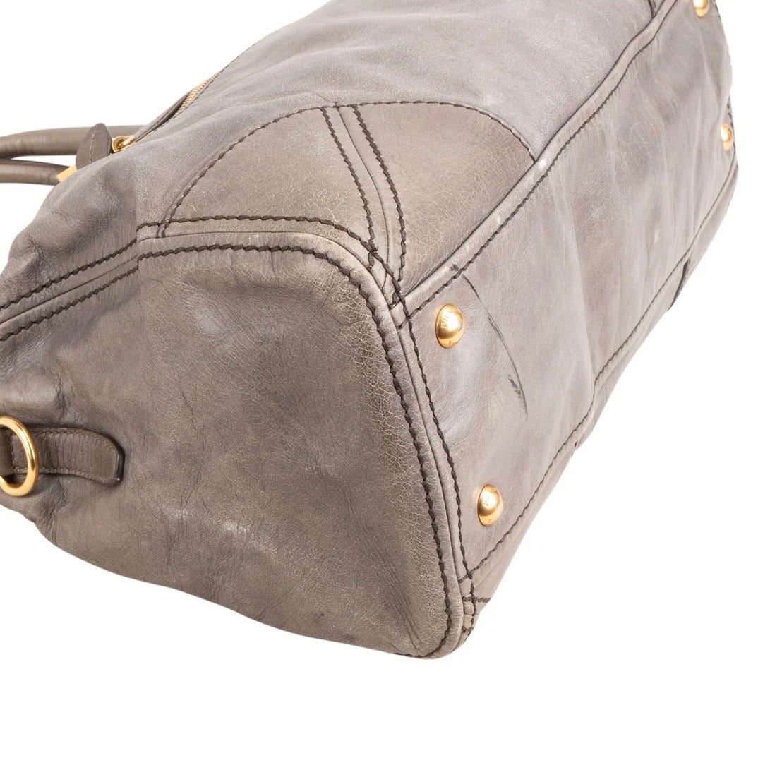 Prada Vitello Shine Leather Bauletto Satchel Handbag