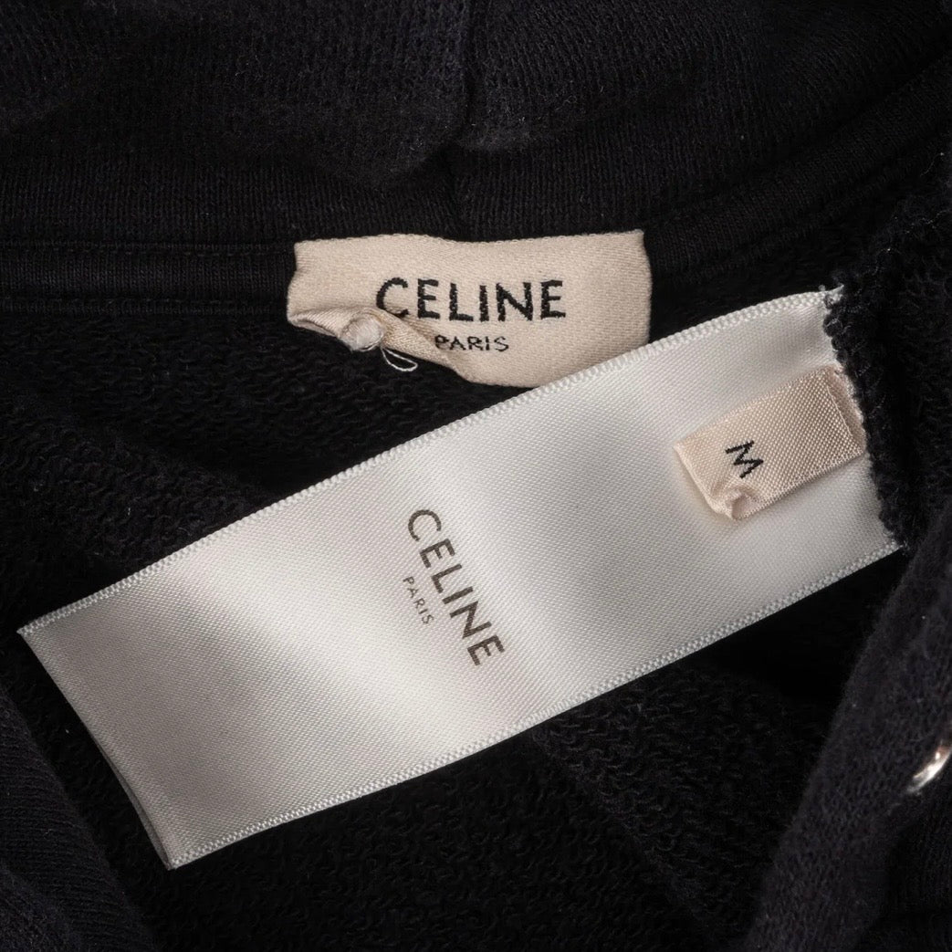 Celine Black Cotton Back Emblem Hoodie (M)